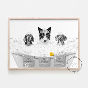 Pet portrait multiple, 3 pets portrait, pet gift, pet portrait, dog portrait, pet portrait memorial gift, multiple pet portrait, 3 dogs