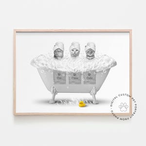 Multiple pet Portrait | Custom 3 Pet Portrait | Personalized Pet Illustration | Pet Portrait from Photo | Custom Dog Art | Custom Cat Art
