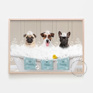 Multi pet portrait Custom pet portraits using pet photo Cat sympathy gift Pet remembrance gift Custom dog painting Personalized Dog Wall Art