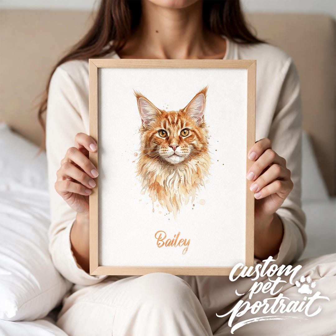 Digital Custom Pet Portrait Watercolor Dog Art Printable Cat Painting ...