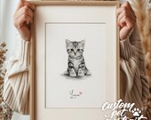 Custom Watercolor Pet Memorial Portrait From Photo, Mini Dog or Cat Painting, Personalized Tiny Pet Loss Gift, Hand Painted Art Mini Artwork