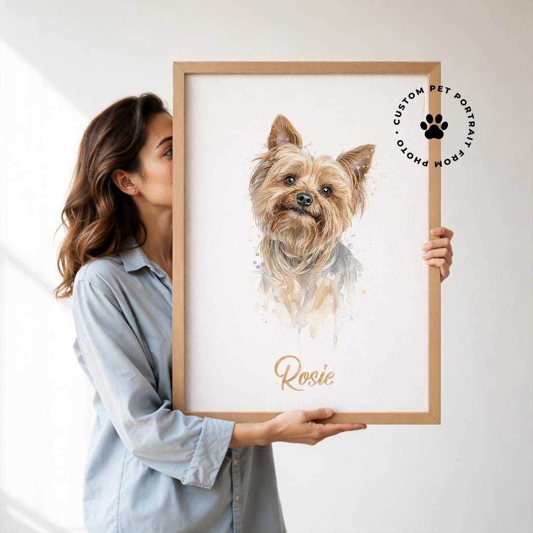 Custom Pet Watercolor Art Poster Animal Wall Decor Personalized Dog ...