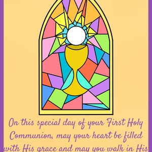 First Holy Communion Blessing Card | Printable Catholic Sacrament Card | Digital Download