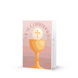 Karte zur Kommunion - rosa-goldener Kelch (13x18cm)