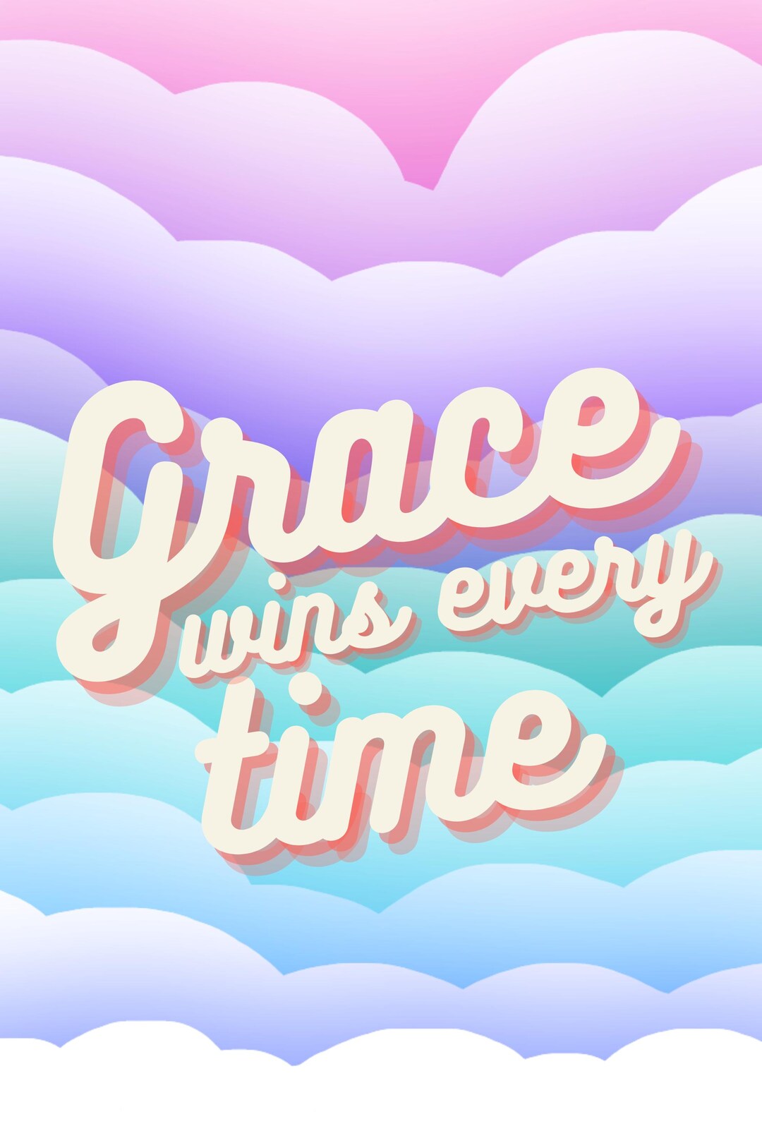 Grace Wins Every Time Christian Wall Art – Digital Print in Pastel ...