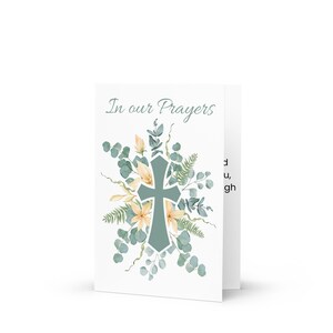 Religiöse Beileidskarte - Cross & Greenery Design - Glaube und Frieden (5x7)