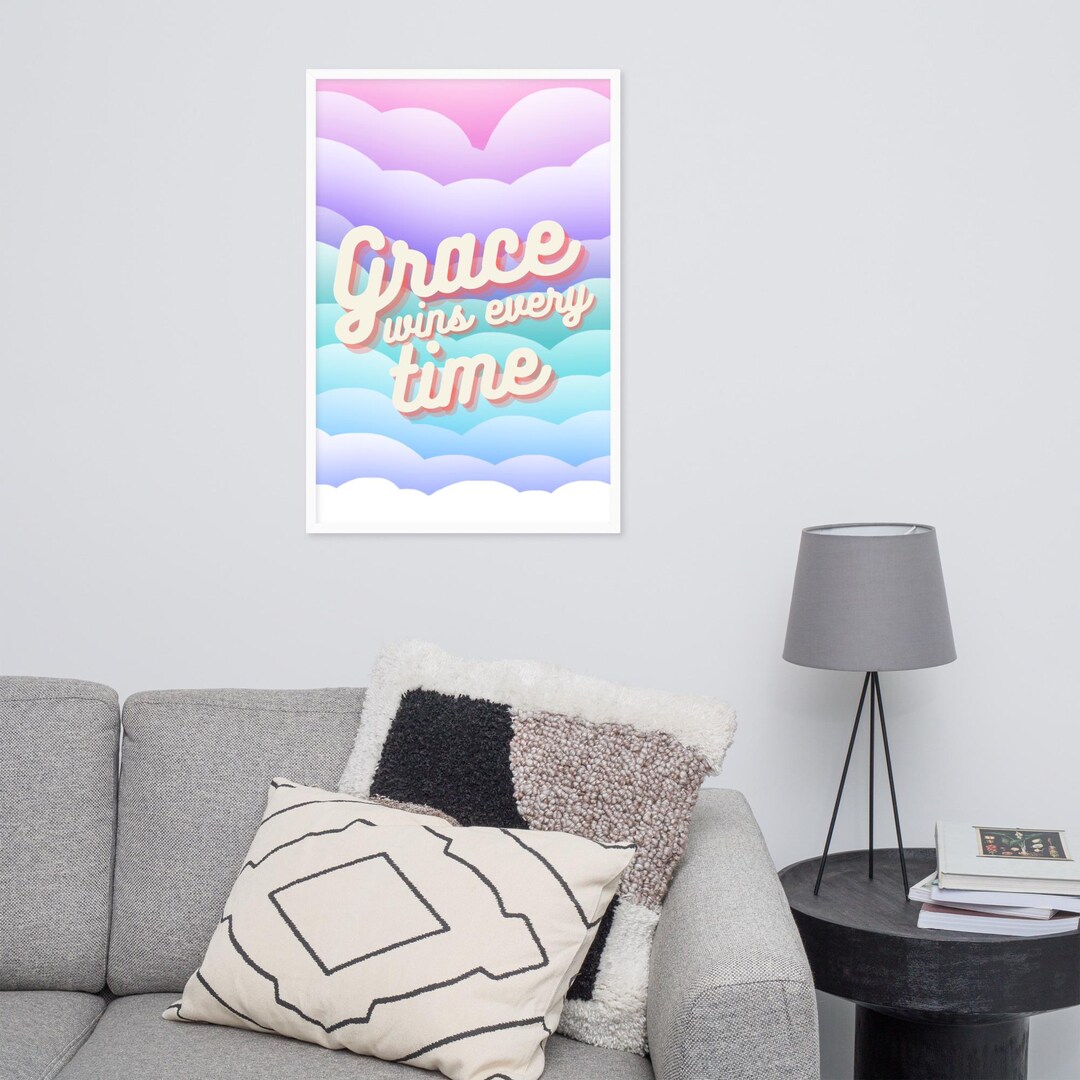 Grace Wins Every Time” Christian Wall Art – Print in Pastel Clouds ...