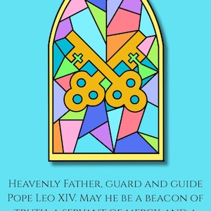 Preghiera di benedizione di Papa Leone XIV / Disegno su vetro colorato / Stampabile cattolico / Preghiera per il nuovo Papa da scaricare digitalmente / Fox and Vine