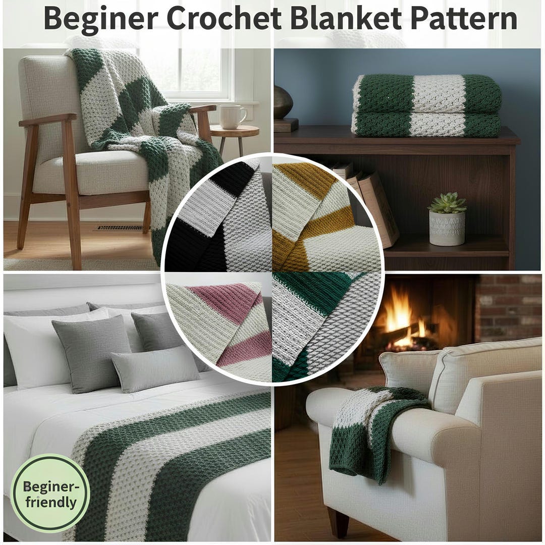 Beginner Crochet Blanket Pattern PDF, Easy Alpine Stitch Afghan