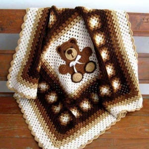 Beginner Crochet Blanket Teddy Bear Pattern PDF, Easy Afghan Pattern, Blanket Crochet Pattern, Teddy Bear Crochet Blanket Patterns