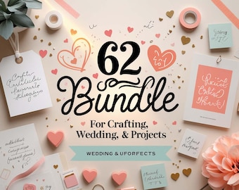 62 Fonts - Font Bundle, Valentine Font, Cricut, Wedding Font, Script Font, Fonts, Handwritten Fonts, Procreate Fonts, Crafting, SVG Font