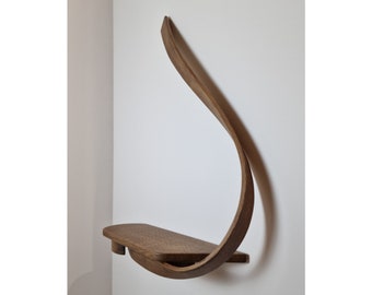 Handmade Sculptural Oak Wall Shelf | Organic Modern Floating Console