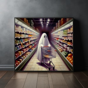 The Melancholy Ghost - Supermarkt (einzigartiges Halloween Ölgemälde Poster/Druck)