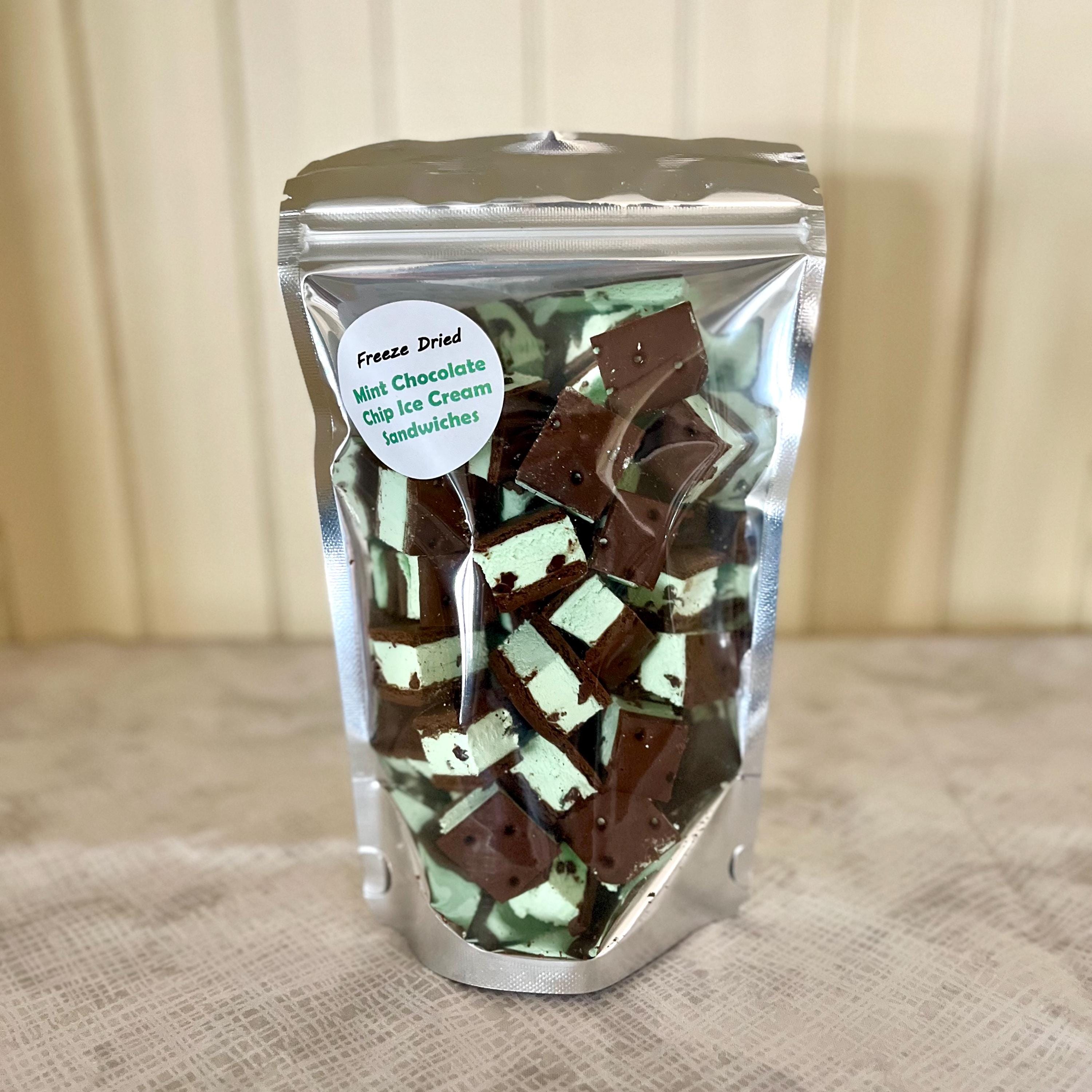 Freeze Dried Mint Chocolate Chip Ice Cream Sandwiches