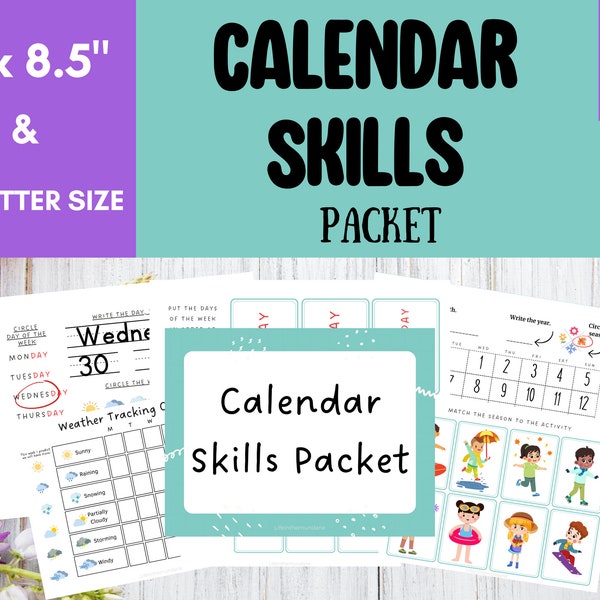 Calendar Skills Packet - Fun and Educational Printable for Homeschooling