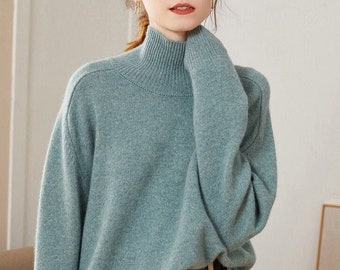 Cashmere Turtleneck Knit Sweater