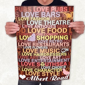 Love Albert Road, Southsea Retro A2 poster