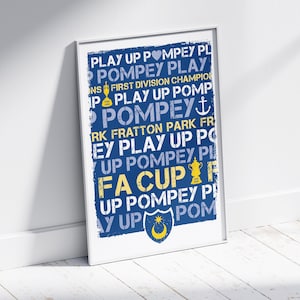 Play Up Pompey Portsmouth Retro Football Poster