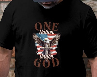 Maglietta One Nation Under God, maglietta cristiana per uomo, maglietta motivazionale, maglietta con bandiera religiosa, maglietta motivazionale
