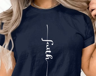 T-shirt con calligrafia della fede, maglietta con fede cristiana per donna e uomo, maglietta ispiratrice, maglietta con fede religiosa, maglietta motivazionale