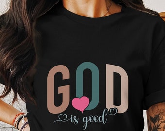 Camiseta Deus é bom, camiseta de fé cristã para mulheres, camiseta para mãe, camiseta inspiradora, camiseta de fé religiosa, camiseta motivacional