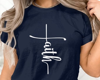 T-shirt con calligrafia della fede, maglietta con fede cristiana per donna e uomo, maglietta ispiratrice, maglietta con fede religiosa, maglietta motivazionale