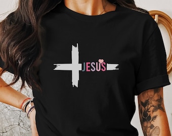 Maglietta con croce di Gesù, maglietta con fede cristiana per donna, maglietta per mamma, maglietta ispiratrice, maglietta con fede religiosa, maglietta motivazionale