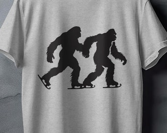 Pattinaggio su ghiaccio Bigfoot, camicia Bigfoot, camicia retrò Girocollo unisex dalla vestibilità ampia, camicia con detti divertenti, maglietta novità, camicia vintage, minimalista