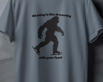 Pattinaggio su ghiaccio Bigfoot, camicia Bigfoot, camicia retrò Girocollo unisex dalla vestibilità ampia, camicia con detti divertenti, maglietta novità, camicia vintage, minimalista