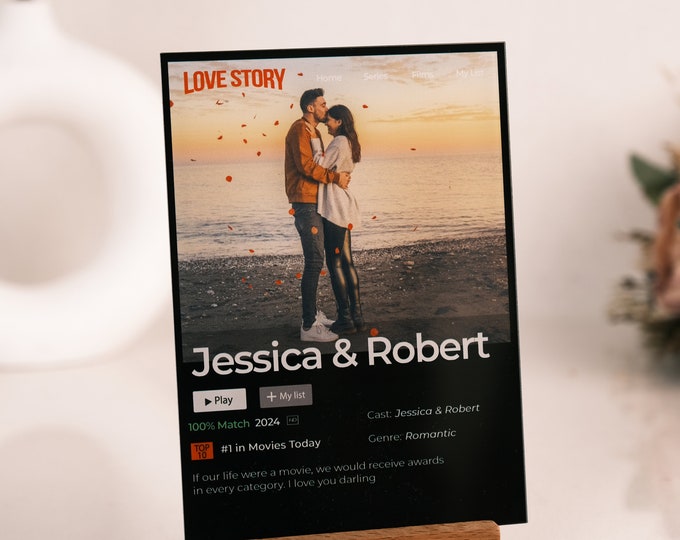 Personalized Netflix Movie Plaque for Mom, Gifts for Anniversary, Weddings & Special Dates Custom Photo Gifts, Customizable Movie Poster