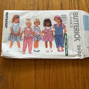 Butterick 3968, vintage 1989 sewing pattern. Toddlers’/children’s top, jumper and jumpsuit, size 1-2-3