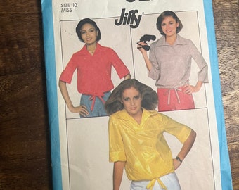 Simplicity 8271, vintage 1977 sewing pattern. Misses’ Jiffy pullover top, size 10