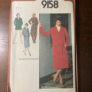 Simplicity 9158, vintage 1979 sewing pattern. Misses’ lined coat in three lengths, size 12
