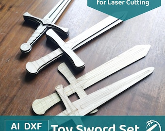 Toy Sword Designs for Laser Cutting - Flat, 3D, and Stencils - DIGITAL CRAFT FILE
