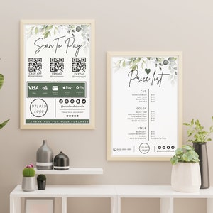 Price List Template Bundle, Editable Price List Canva Template, Scan to Pay template, DIY QR code sign, Cashapp Venmo Small Business Sign