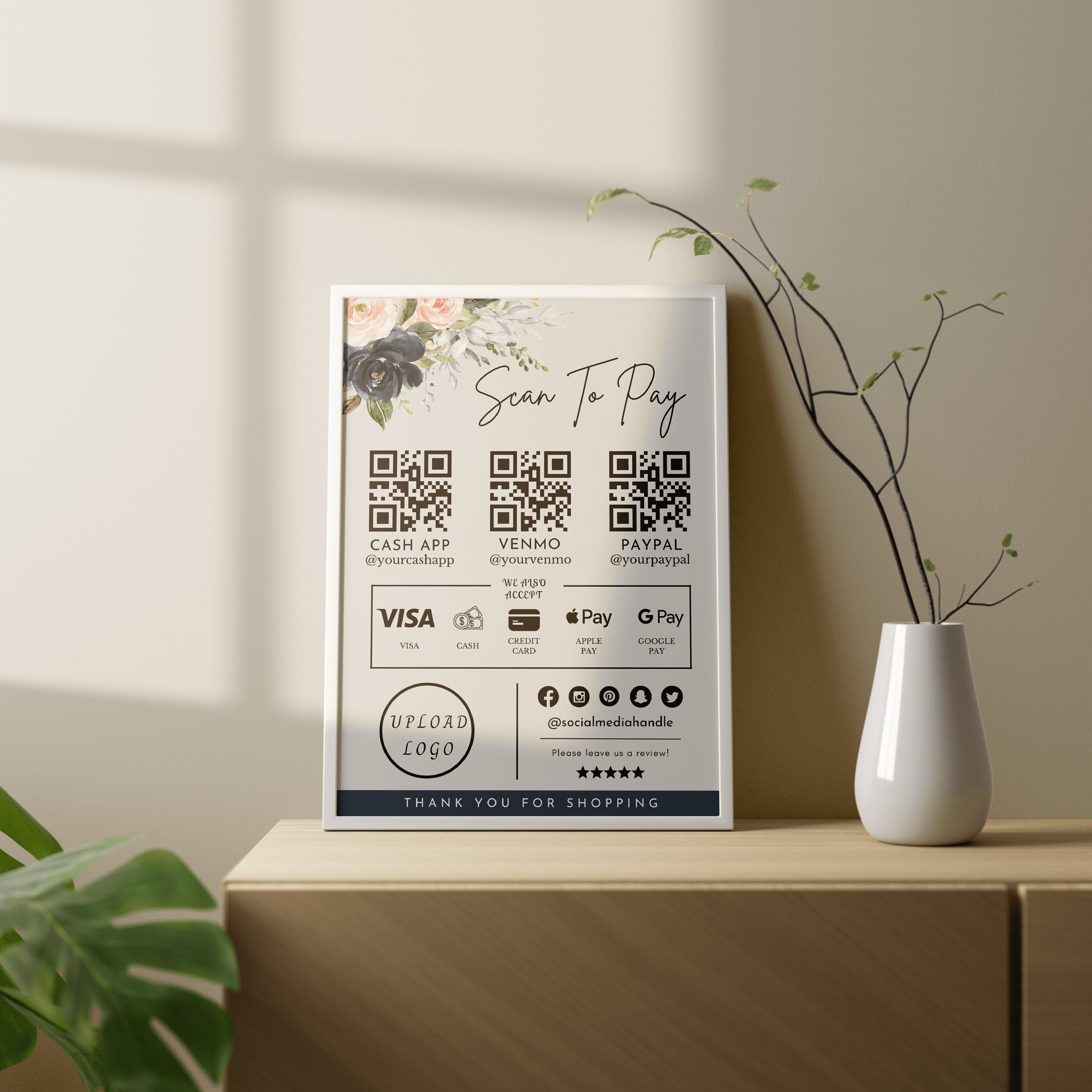 Editable Scan to Pay Sign QR Code Sign Template Canva, Printable ...