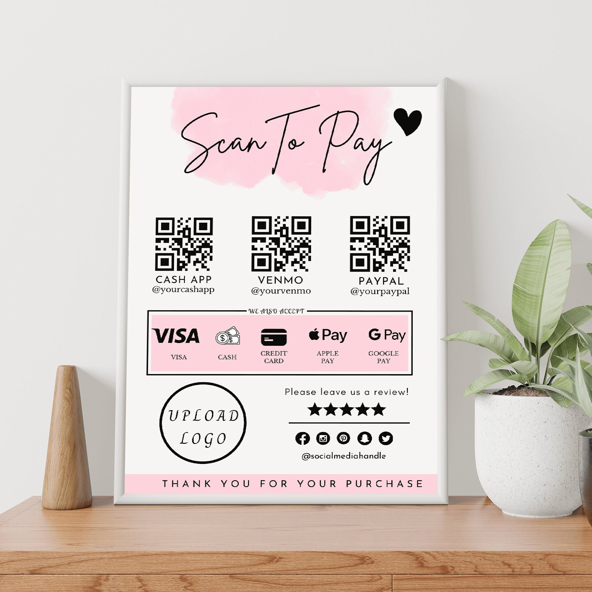 Editable Scan to Pay Sign QR Code Sign Template Canva, Printable ...