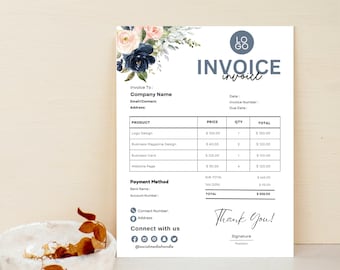 Editable Invoice Template, Printable Invoice, Custom Invoice Form, Services Invoice Template For Small Business, Blank Billing Template DIY