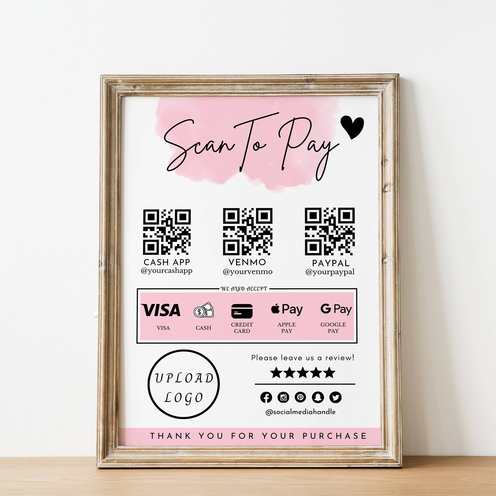 Editable Scan to Pay Sign QR Code Sign Template Canva, Printable ...