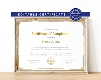Editable Certificate Of Completion, Canva Template, Printable Course Completion Certificate, Beauty Award, Artist Training Certificate DIY