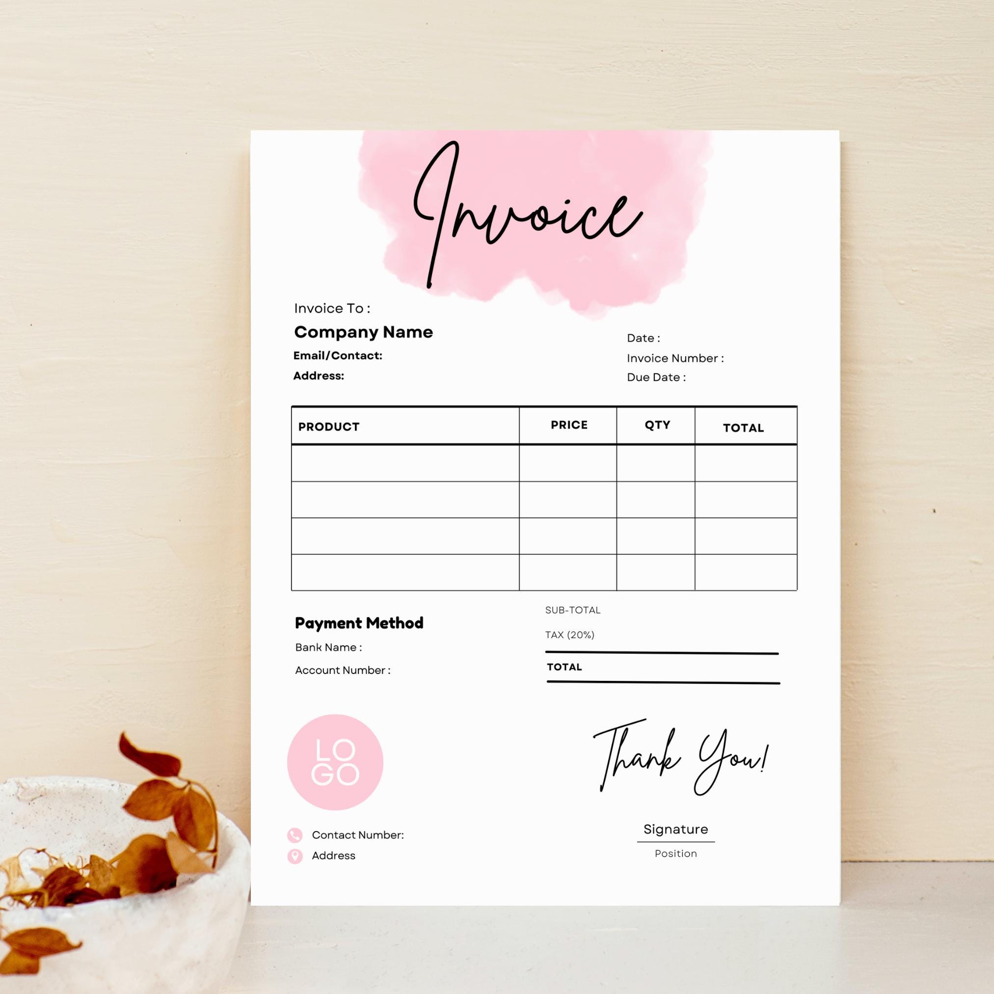 Editable Invoice Template, Printable Invoice, Custom Invoice Form ...