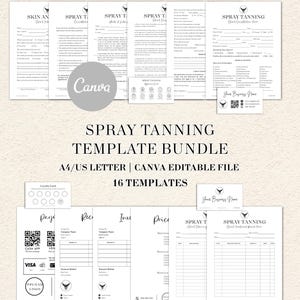 Bearbeitbare Spray Tanning Forms, Spray Tanning Business, Kundenaufnahme und Zustimmungsformular, Spray Tanning Spa-Beratungsformular, Spray Tanning Aftercare