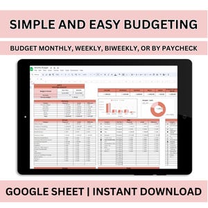 Budget Planner Google Sheet Monthly Budget Spreadsheet Paycheck Budget Template Simple Weekly Financial Planner Beginners Biweekly Budgeting
