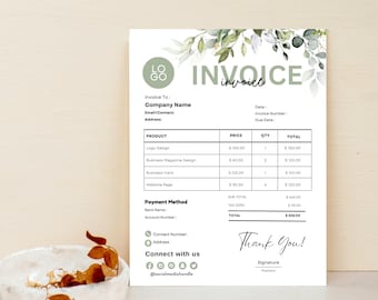 Editable Invoice Template, Printable Invoice, Custom Invoice Form, Services Invoice Template For Small Business, Blank Billing Template DIY