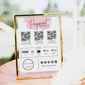 Bearbeitbares Scan-to-Pay-Zeichen QR-Code-Zeichenvorlage Canva, druckbares Zahlungszeichen, Zeichen für akzeptierte Zahlungen, CashApp-Venmo-Zeichen anpassbares DIY