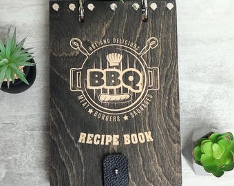 Recipe Binder Personalized Recipe Book, Wooden Custom Cookbook