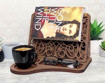 Book Holder, Stand For Reading, Wooden Book Valet, Nightstand Organizer, Book Nook Rest, Birthday Gift For Book Lover, Mothers Day Gift