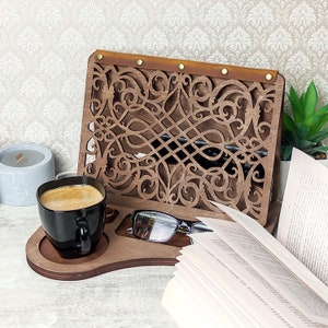Porte page de livre, voiturier en bois, organiseur de table de chevet, repose-livre, cadeau d&#39;anniversaire pour amateur de lecture, cadeau de belle-mère