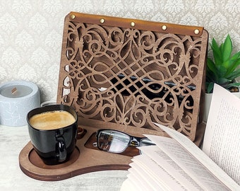 Book Page Holder, Wooden Book Valet, Nightstand Organizer, Book Nook Rest, Birthday Gift For Book Lover, Mother-in-law Gift