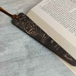 Gepersonaliseerde bladwijzer leer en hout, aangepaste multiplex bladwijzer, LOTR Middle Earth Map Bookmark